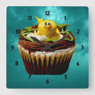 Cupcake with Bird Clock