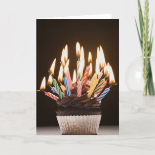 Cupcake with birthday candles card