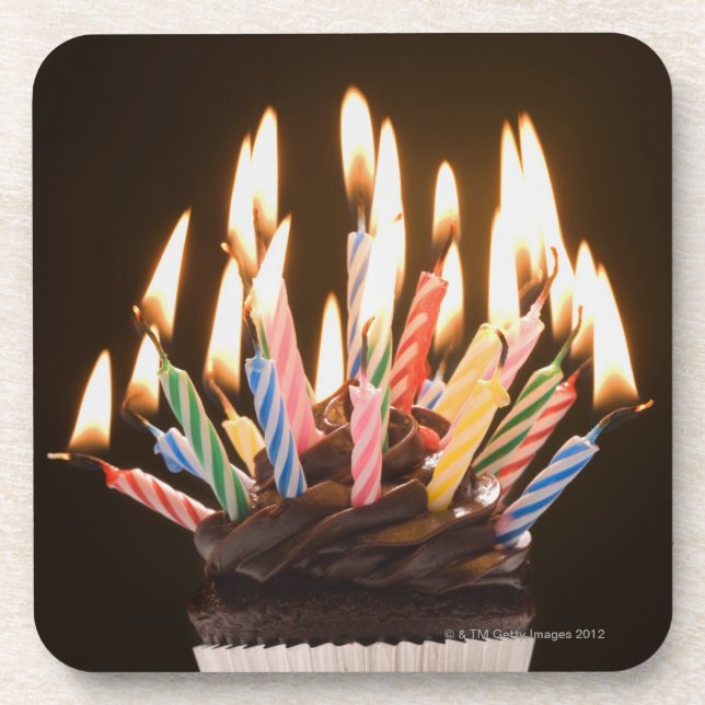 Cupcake with birthday candles coaster (Front)