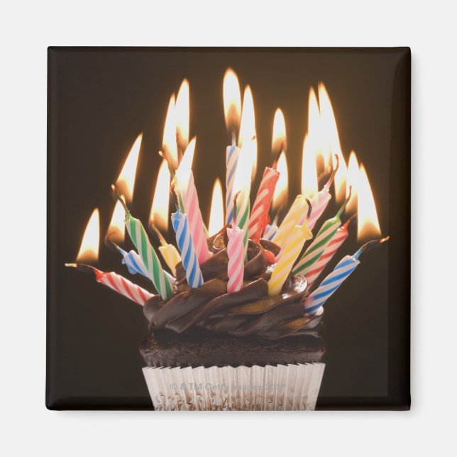 Cupcake with birthday candles magnet (Front)
