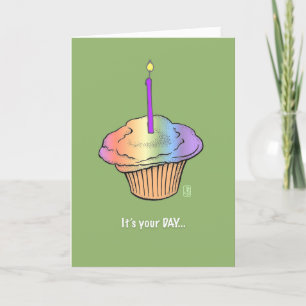 Cupcake with Candle Paint the Town Birthday Card