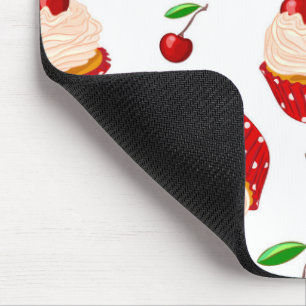 Cupcake With Cherries Pattern Mouse Mat