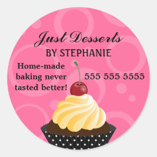 Cupcake with Cherry Bakery Classic Round Sticker