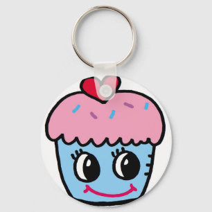 cupcake with heart key ring