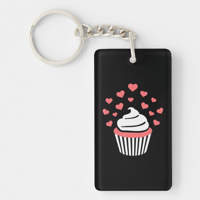Cupcake with hearts key ring (Front)