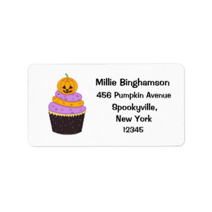 Cupcake with Jack O'Lantern-Halloween Label