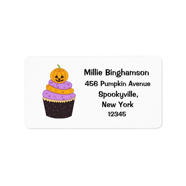 Cupcake with Jack O'Lantern-Halloween Label (Front)