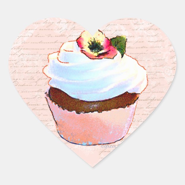 Cupcake with Pansy Art Design Stickers (Front)