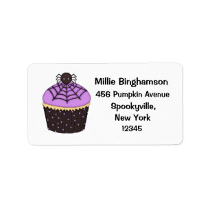 Cupcake with Spider/Web-Halloween Label