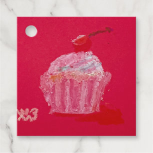 Cupcake with strawberry Frosting Favour Tags