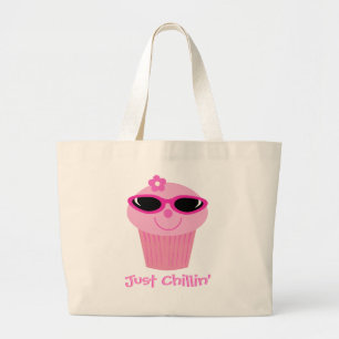 Cupcake With Sunglasses Just Chillin' Customisable Large Tote Bag