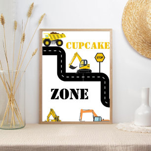Cupcake Zone Construction Dump Truck Party Poster