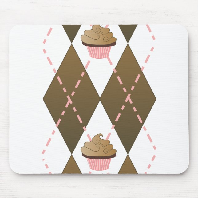 Cupcakes and Argyle Mouse Mat (Front)