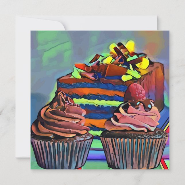 Cupcakes and cake Still life Abstract Art (Front)