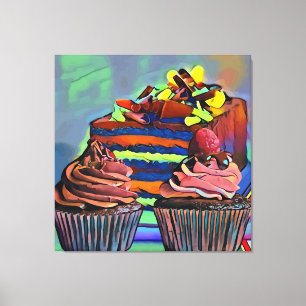 Cupcakes and cake Still life Abstract Art Canvas Print