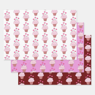 Cupcakes And Hearts Collection Wrapping Paper Sheet