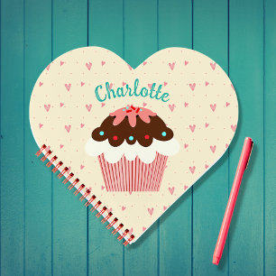 Cupcakes and Hearts Personalised  Notebook
