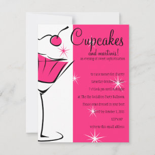 Cupcakes and Martinis in Hot Pink Invitation