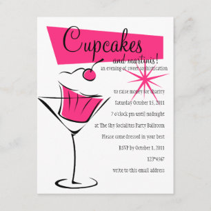 Cupcakes and Martinis in Hot Pink Invitation