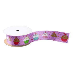 Cupcakes and red and purple Sprinkles Satin Ribbon