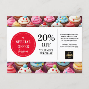 Cupcakes Bakery Baker Custom Coupon Discount Postcard
