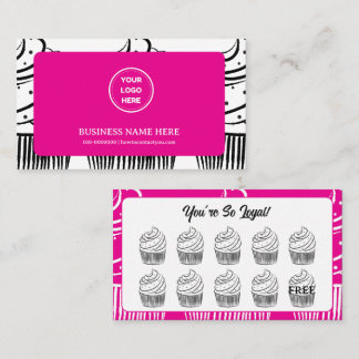 Cupcakes Bakery Coffee Shop Reward Point Loyalty Card