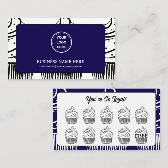 Cupcakes Bakery Coffee Shop Reward Point Loyalty Card (Front/Back)