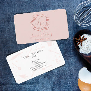 Cupcakes Baking Tools Utensils Whisk Monogram Business Card
