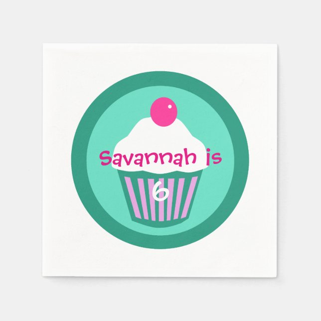 Cupcakes birthday cocktail napkin (Front)