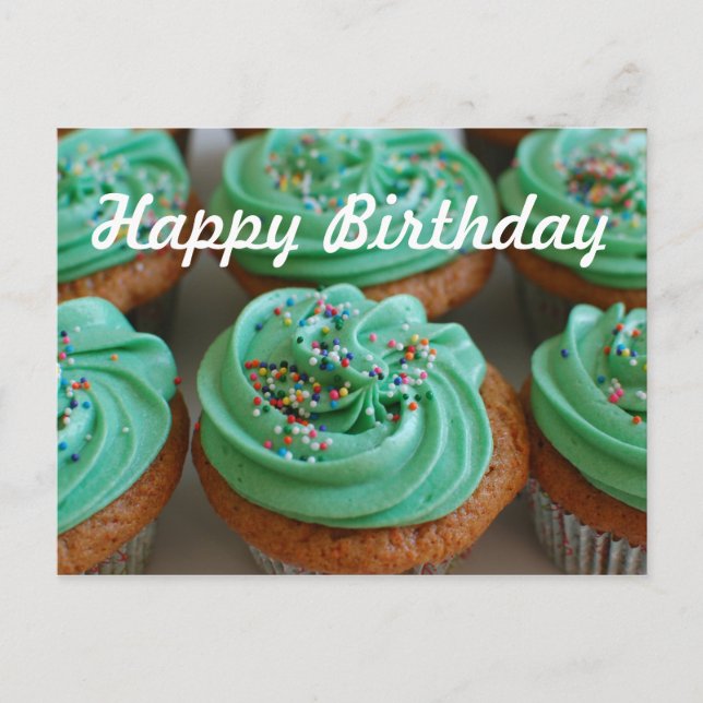 Cupcakes Birthday Photo Postcard (Front)