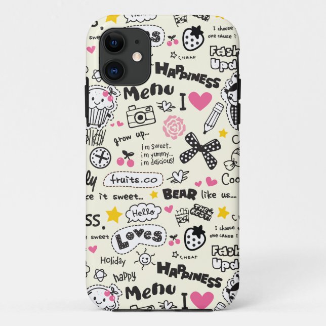 Cupcakes, bows, hearts, girly girl pattern. Case-Mate iPhone case (Back)