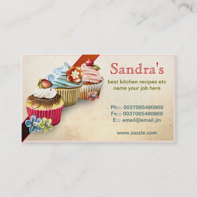 cupcakes business card for bakery (Front)