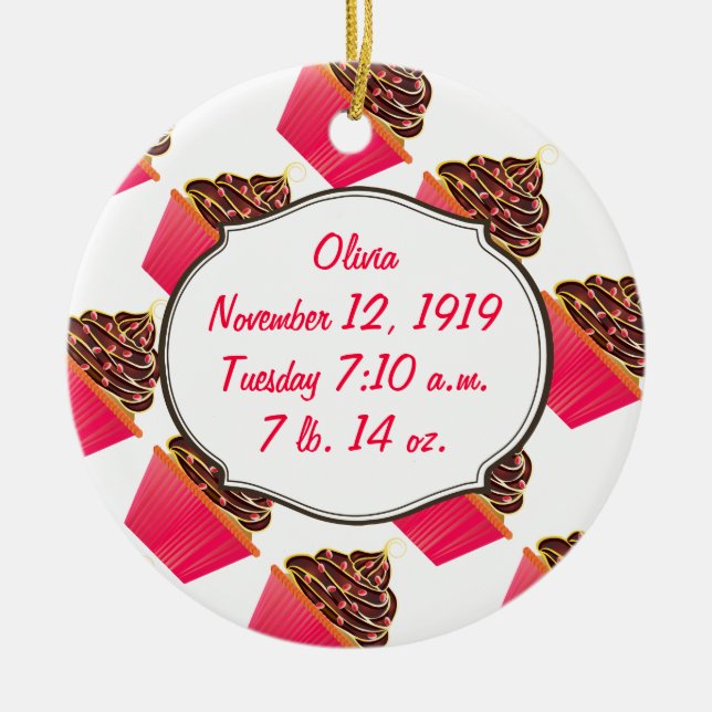 Cupcakes Ceramic Tree Decoration (Front)