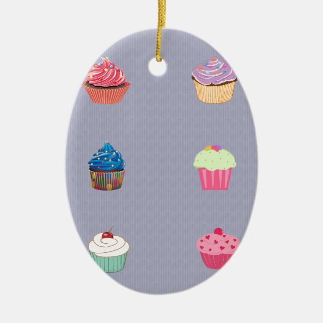 Cupcakes Ceramic Tree Decoration (Front)