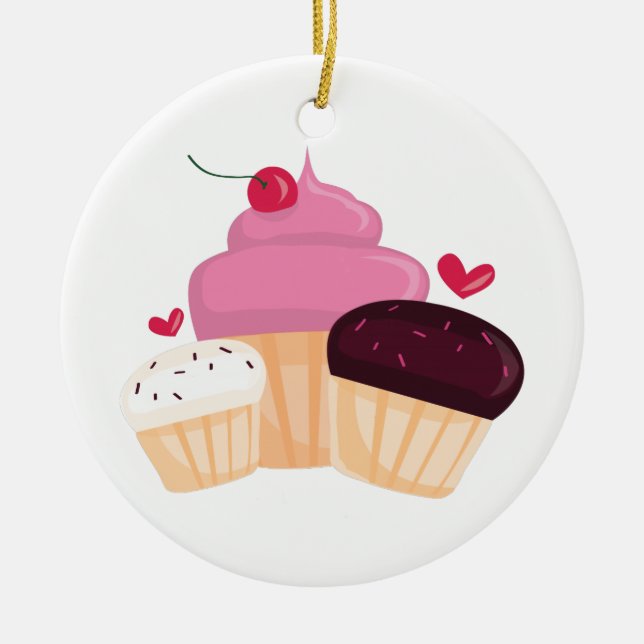 Cupcakes Ceramic Tree Decoration (Front)