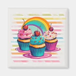 Cupcakes, Cherries, and Rainbows Magnet