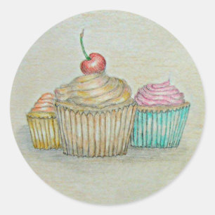 cupcakes classic round sticker