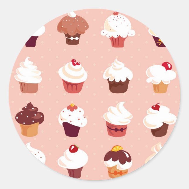 Cupcakes Classic Round Sticker (Front)
