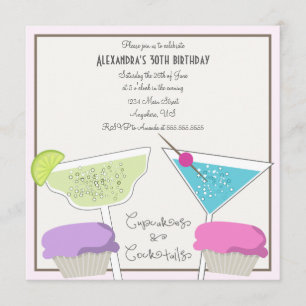 Cupcakes & Cocktails Birthday Invitation