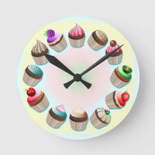 Cupcakes Colourful Circle Clocks