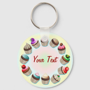 Cupcakes Colourful Circle Keychain