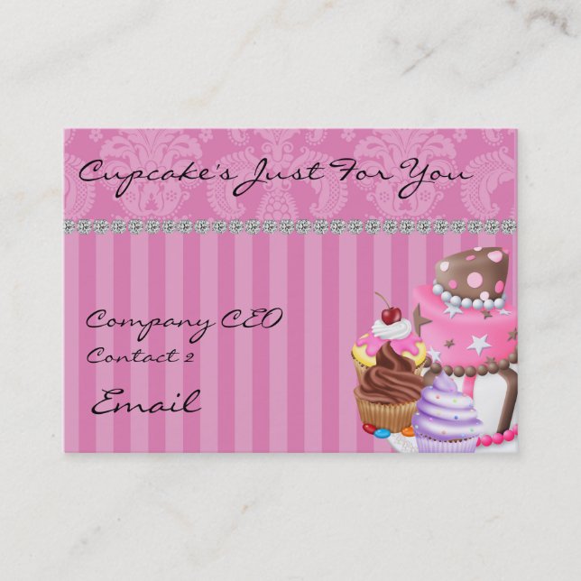 Cupcake's Damask Design  Business Card diamonds (Front)