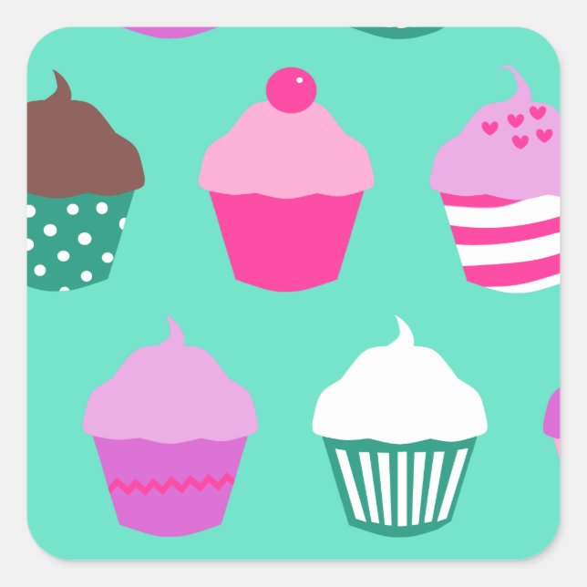 Cupcakes design square sticker (Front)