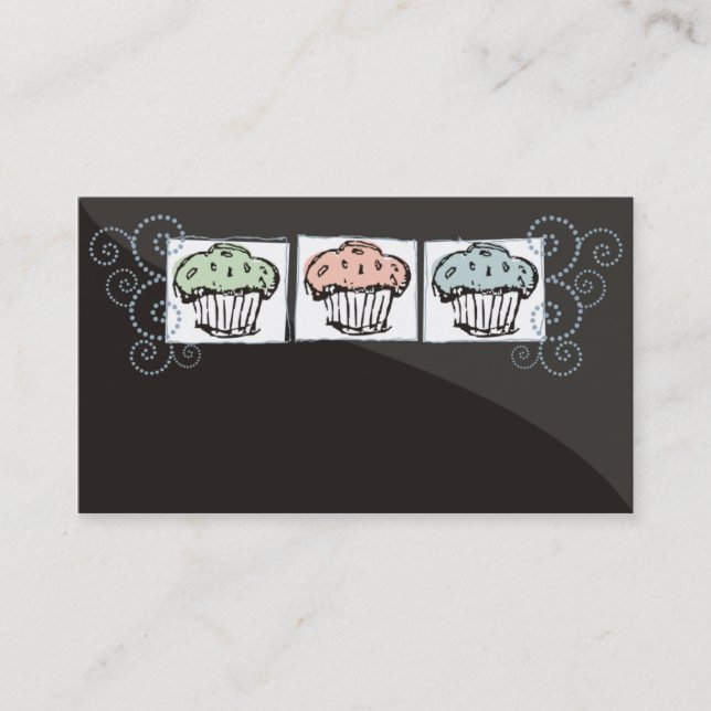 cupcakes doodles baker baking business card 2 (Front)