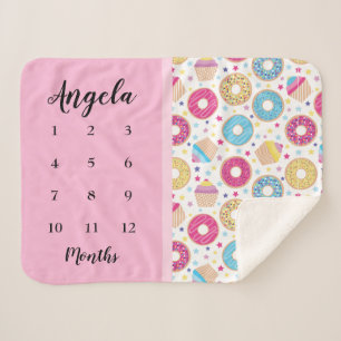 Cupcakes & Doughnuts Milestone Photo Sherpa Blanke Blanket