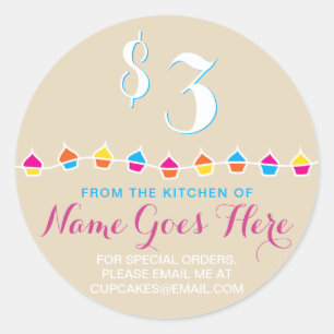 CUPCAKES from the kitchen of pricetags Classic Round Sticker