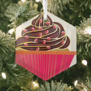 Cupcakes Glass Tree Decoration