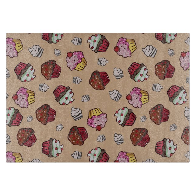 Cupcakes Graphic Background Cutting Board (Front)