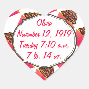 Cupcakes Heart Sticker