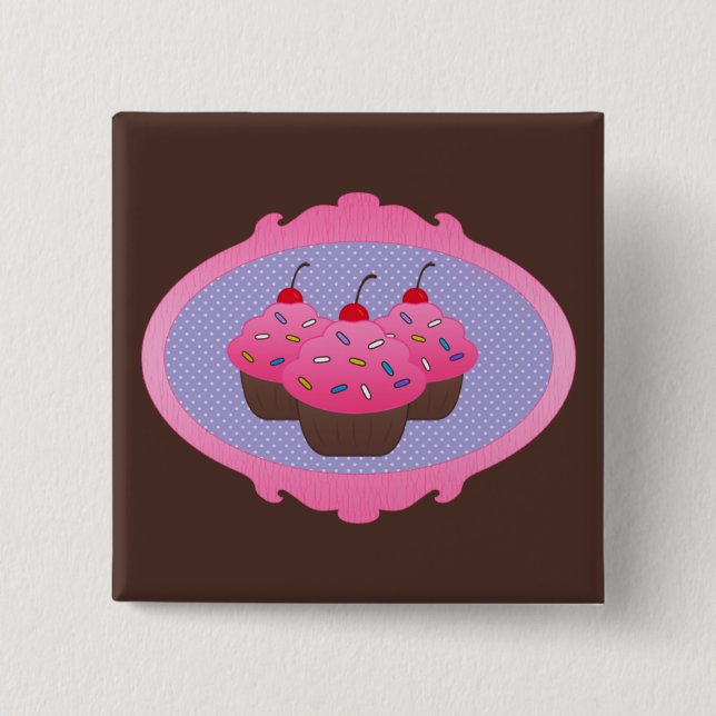 Cupcakes in a Frame 15 Cm Square Badge (Front)